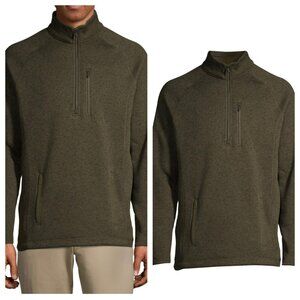 George Men’s Army Green Half-Zip Pullover Fleece Sweater – Casual Comfort Size S